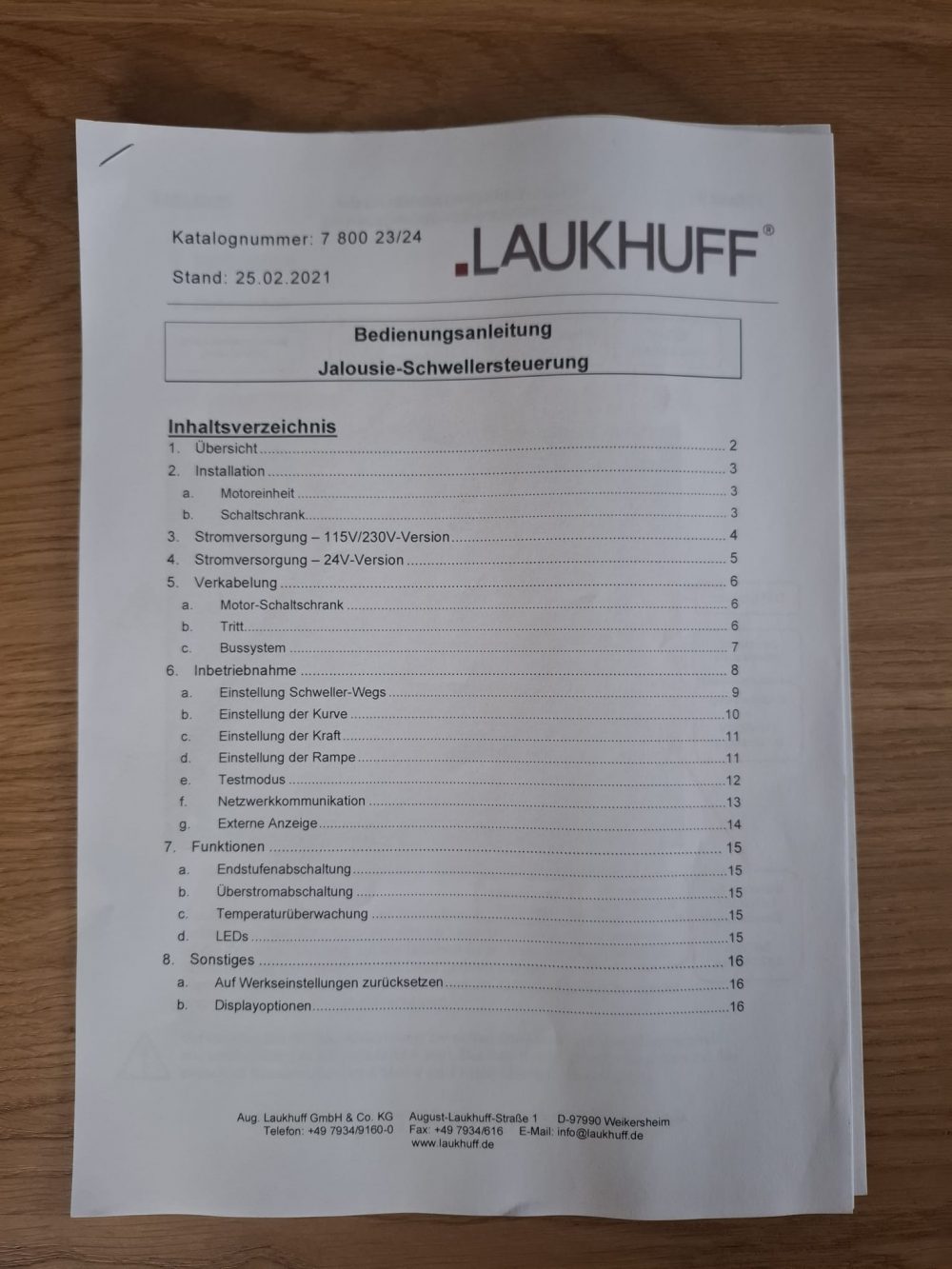 Jalousie-Schwellersteuerung Laukhuff